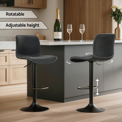 Artiss 2x Bar Stools Kitchen Swivel Bar Stool Gas Lift Chairs Barstools Black