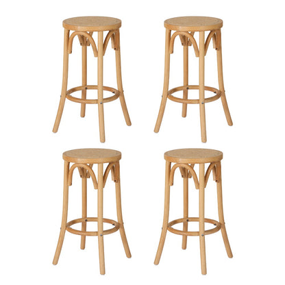 Artiss 4x Bar Stoosl Rattan Seat Wooden