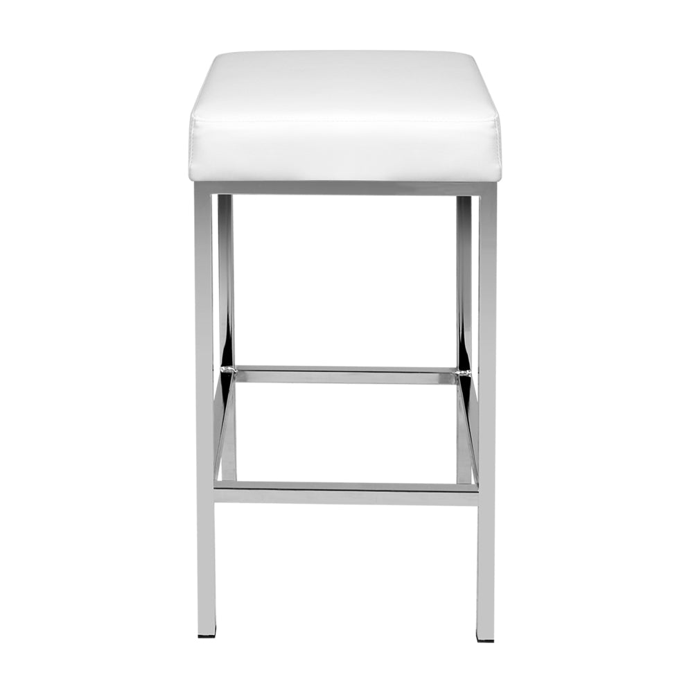 Artiss 2x Bar Stools Leather Padded Metal White