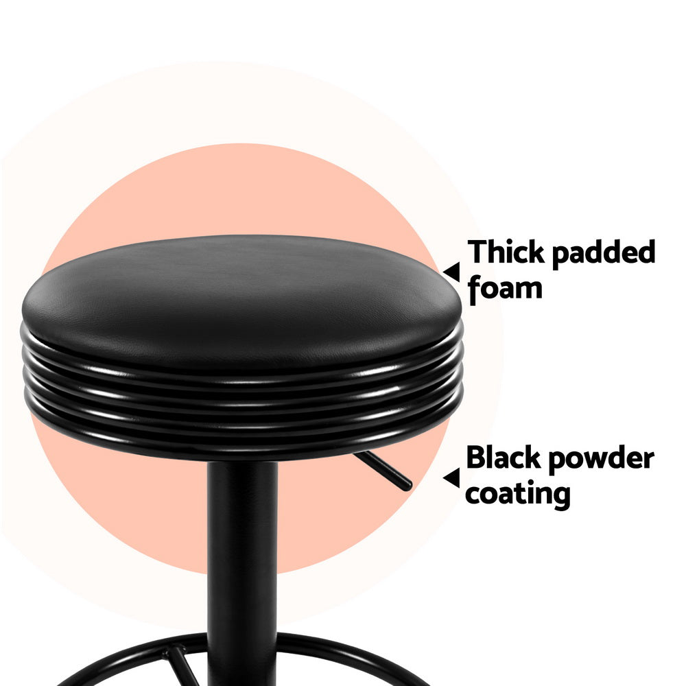 Artiss 4x Bar Stools Leather Padded Gas Lift Black