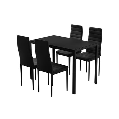 Artiss Dining Chairs and Table Dining Set 4 Chair Set Of 5 Black