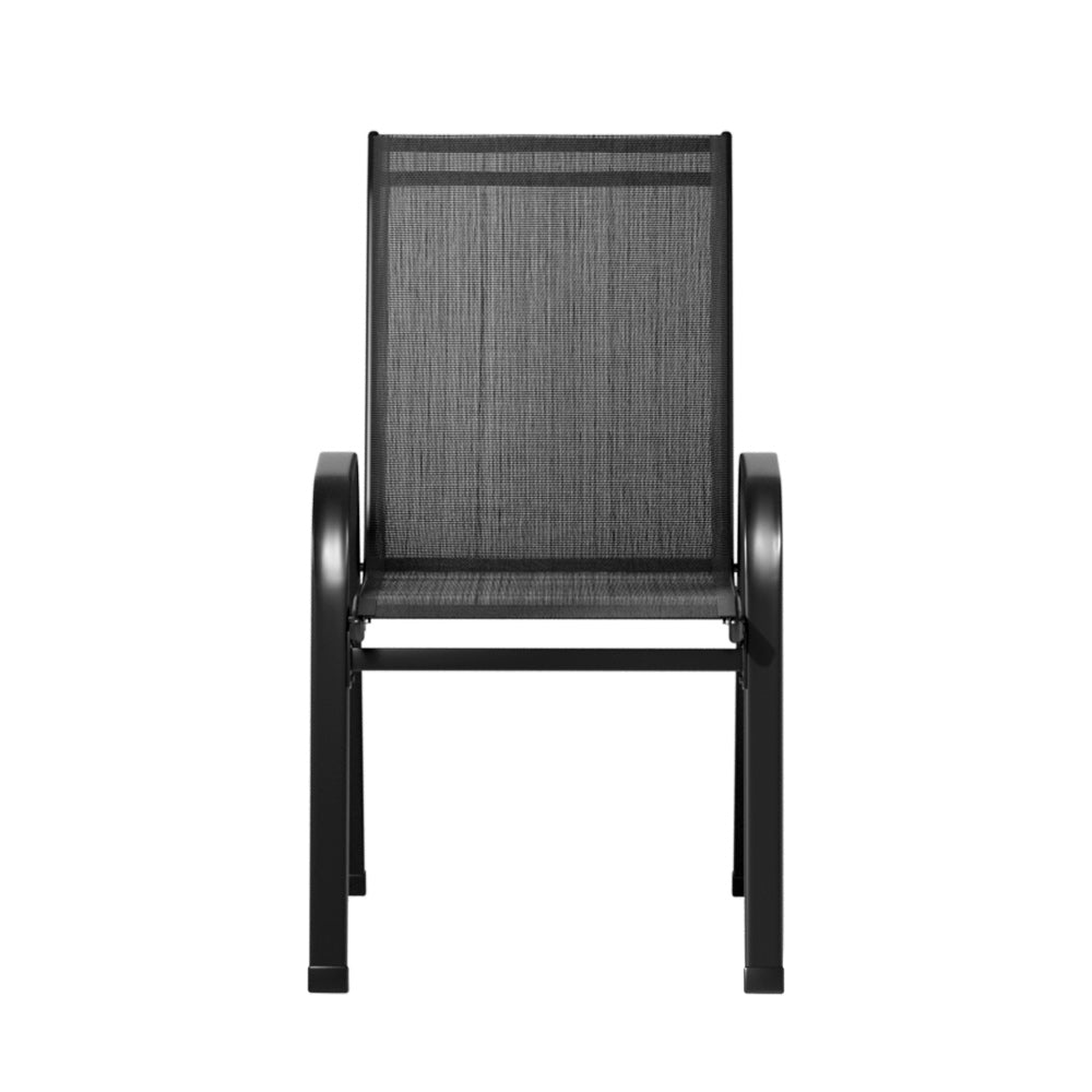 Gardeon 2PC Outdoor Dining Chairs Stackable Lounge Chair Patio Furniture Black