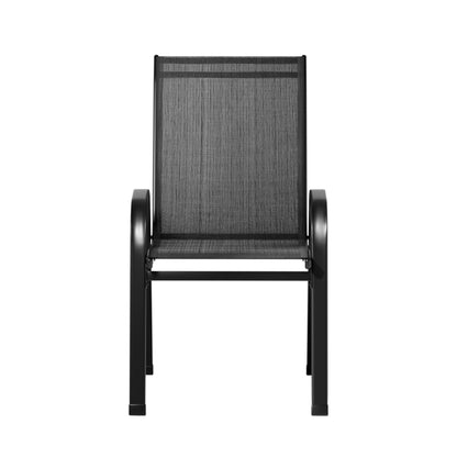 Gardeon 4PC Outdoor Dining Chairs Stackable Lounge Chair Patio Furniture Black