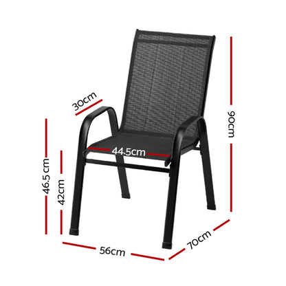 Gardeon 6PC Outdoor Dining Chairs Stackable Lounge Chair Patio Furniture Black