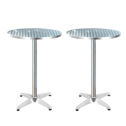 Gardeon Set of 2 Outdoor Bar Table Aluminium Round 70/110CM