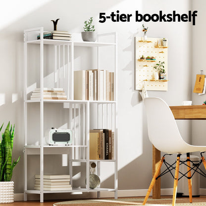 Artiss Bookshelf Display Shelves 5 Tiers 120cm White