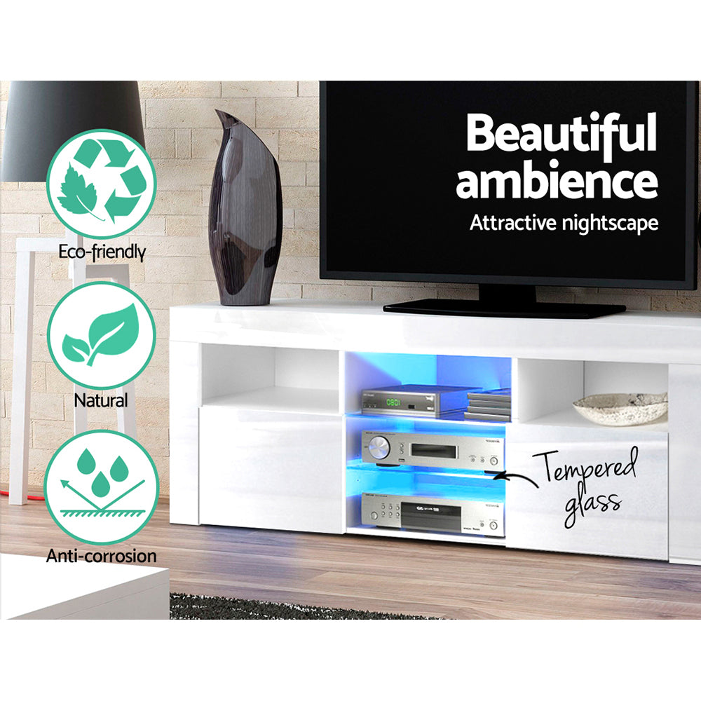 Artiss Entertainment Unit TV Cabinet LED 145cm White Angus