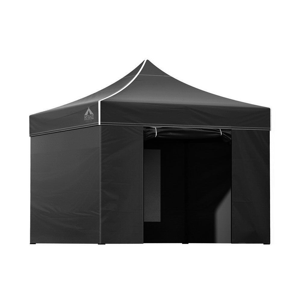 Instahut Gazebo Pop Up Marquee 3x3m Folding Tent Wedding Gazebos 500D Black