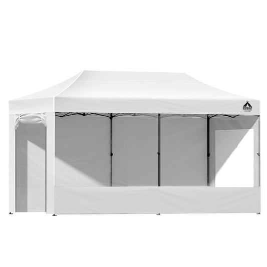 Instahut Gazebo Pop Up Marquee 3x6 Folding Tent Gazebos 500D Oxford Fabric White