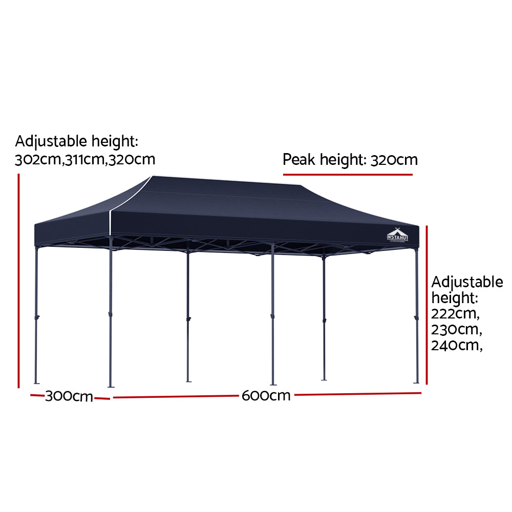 Instahut Gazebo Pop Up Marquee 3x6 Folding Tent Wedding 500D Oxford Camping Navy