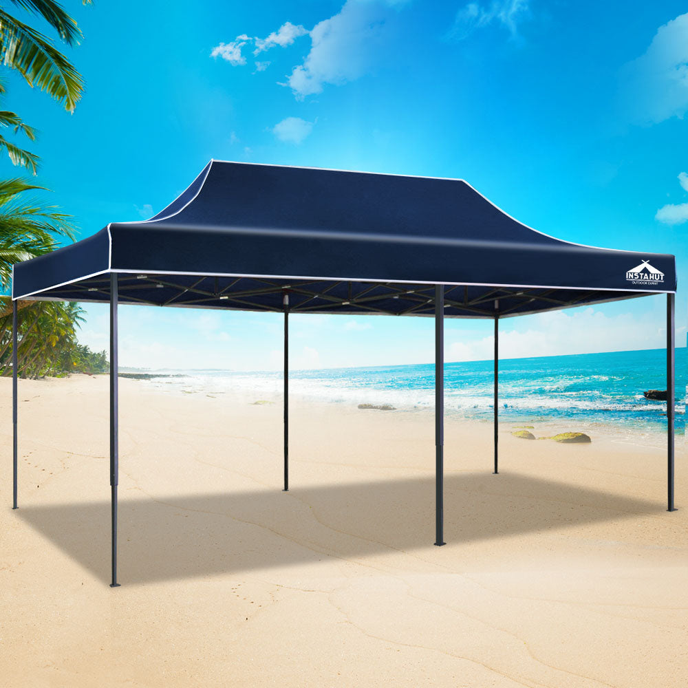 Instahut Gazebo Pop Up Marquee 3x6 Folding Tent Wedding 500D Oxford Camping Navy