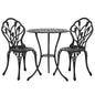 Gardeon 3PC Outdoor Setting Bistro Set Chairs Table Cast Aluminum Patio Furniture Tulip Black