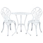 Gardeon 3PC Outdoor Setting Bistro Set Chairs Table Cast Aluminum Patio Furniture Tulip White