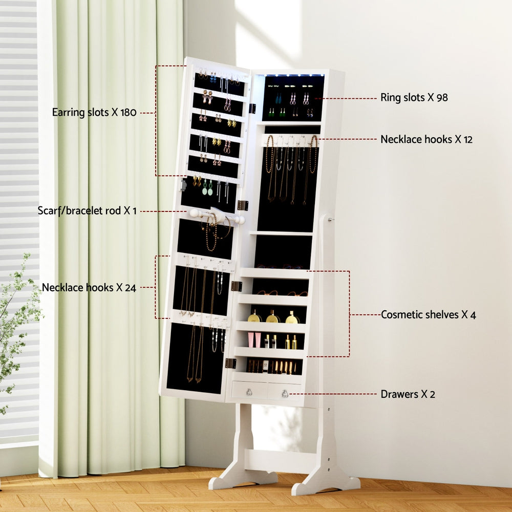 Artiss Jewellery Cabinet Mirror Free Standing