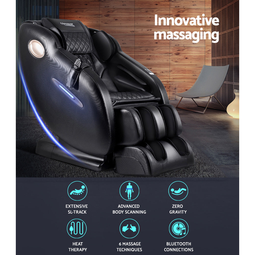 Livemor Massage Chair Electric Recliner Massager Black Ozeni