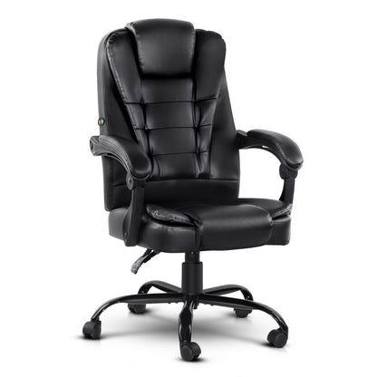 Artiss 2 Point Massage Office Chair PU Leather Black