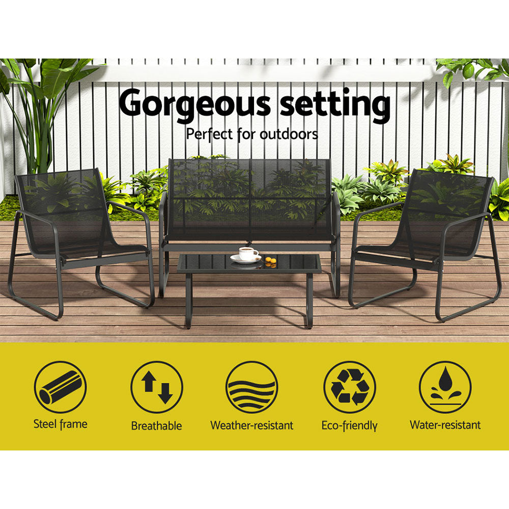 Gardeon Outdoor Sofa Set Lounge Setting Textilene Table and Chairs Garden Patio Furniture