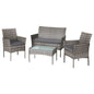 Gardeon 4 Seater Outdoor Sofa Set Wicker Setting Table Chair Furniture Grey