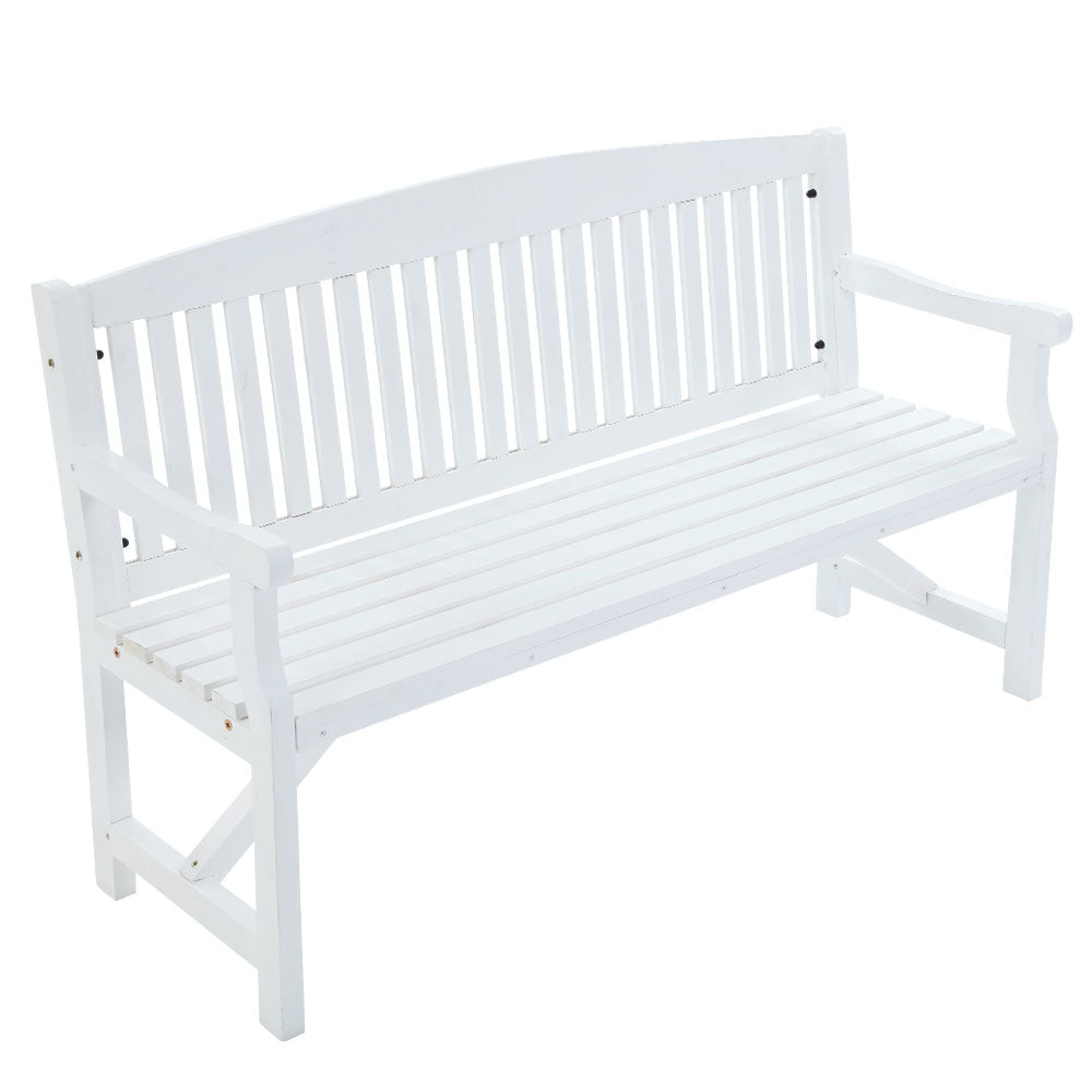 Gardeon 5FT Outdoor Garden Bench Wooden 3 Seat Chair Patio Furniture White