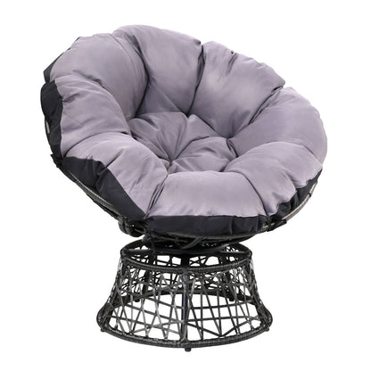 Gardeon Outdoor Chairs Outdoor Furniture Papasan Chair Wicker Patio Garden Black