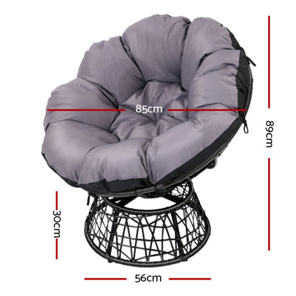 Gardeon Outdoor Chairs Outdoor Furniture Papasan Chair Wicker Patio Garden Black