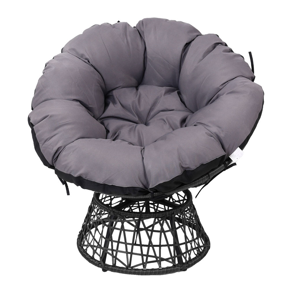 Gardeon Outdoor Chairs Outdoor Furniture Papasan Chair Wicker Patio Garden Black