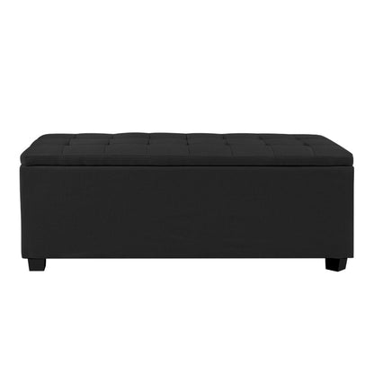 Artiss Storage Ottoman Blanket Box 97cm Linen Black