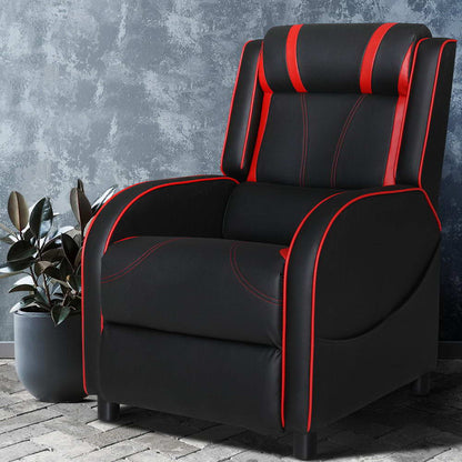 Artiss Recliner Chair Gaming Chair Leather Black Serik