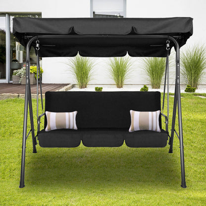 Milano Outdoor Swing Bench Seat Chair Canopy Furniture 3 Seater Garden Hammock - Black