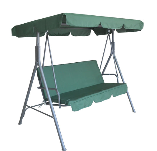 Milano Outdoor Swing Bench Seat Chair Canopy Furniture 3 Seater Garden Hammock - Dark Green