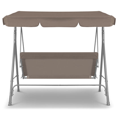 Milano Outdoor Swing Bench Seat Chair Canopy Furniture 3 Seater Garden Hammock - Coffee