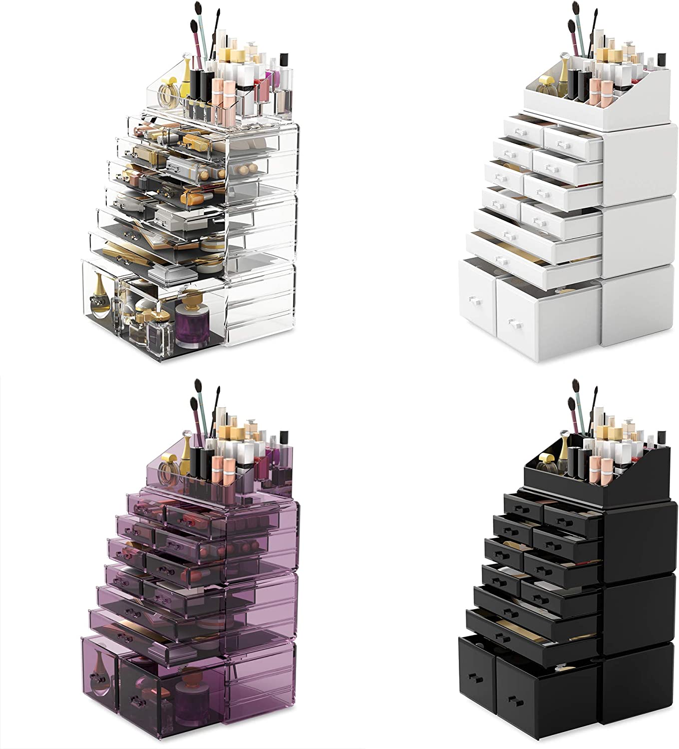 Makeup Cosmetic Organizer Storage with 12 Drawers Display Boxes (Black)