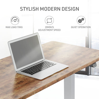 Fortia Sit To Stand Up Standing Desk, 140x60cm, 72-118cm Electric Height Adjustable, 70kg Load, Oak Style/Silver Frame