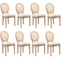 AADEN 8x Rattan Dining Chairs with Solid Wood Legs- Beige