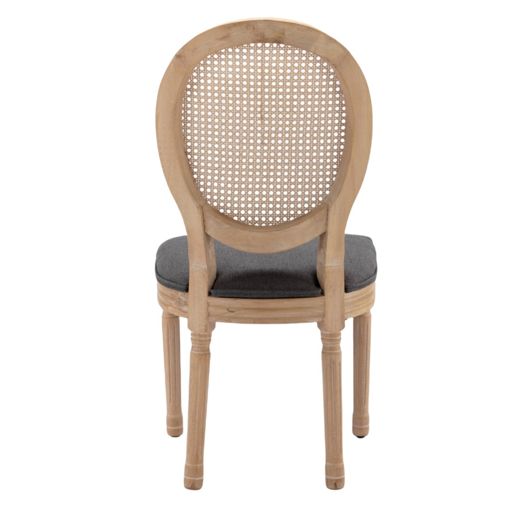 AADEN 6x Rattan Dining Chairs with Solid Wood Legs- Grey