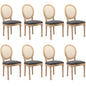 AADEN 8x Rattan Dining Chairs with Solid Wood Legs- Grey