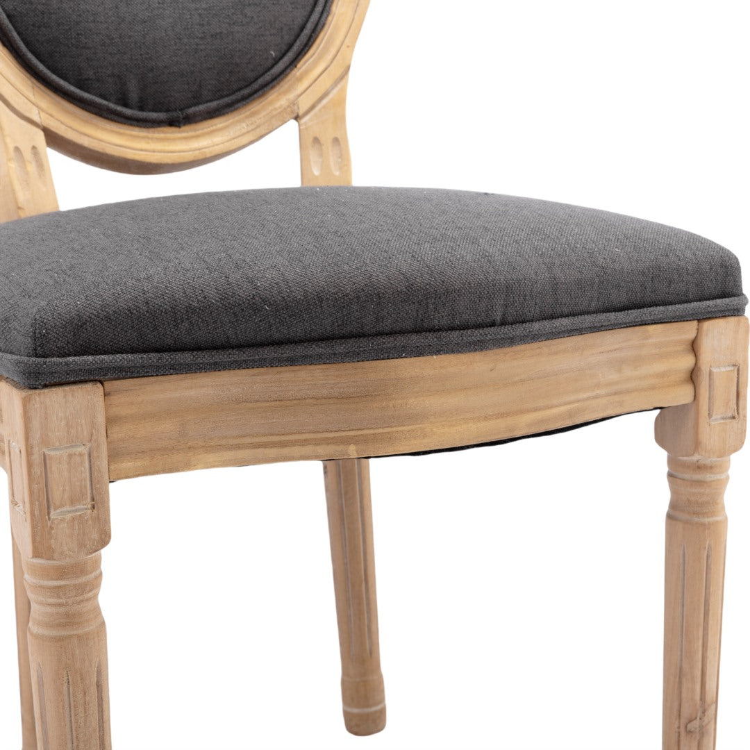 AADEN 4x Linen Dining Chairs with Solid Wood Legs- Grey