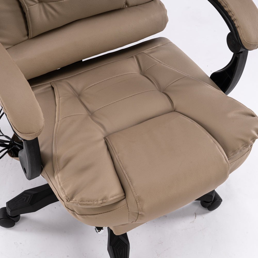 8 Point Massage Chair Executive Office Computer Seat Footrest Recliner Pu Leather Beige