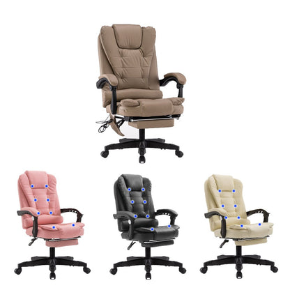 8 Point Massage Chair Executive Office Computer Seat Footrest Recliner Pu Leather Beige