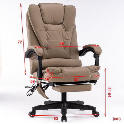 8 Point Massage Chair Executive Office Computer Seat Footrest Recliner Pu Leather Pink