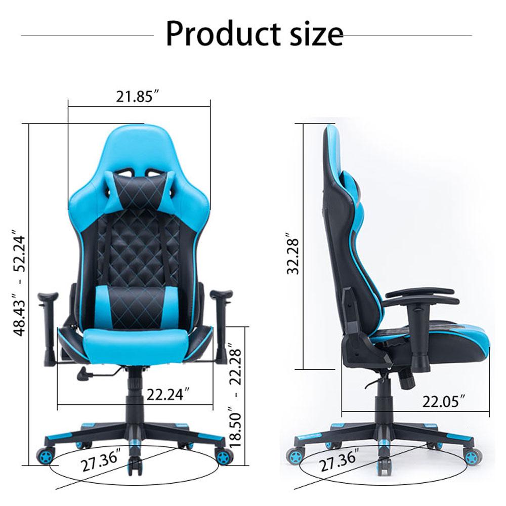 Gaming Chair Ergonomic Racing chair 165° Reclining Gaming Seat 3D Armrest Footrest Black White