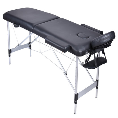 YES4HOMES 2 Fold Portable Aluminium Massage Table Massage Bed Beauty Therapy Black