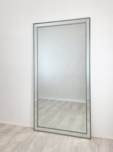 Silver Beaded Framed Mirror - X Large 190cm x 100cm