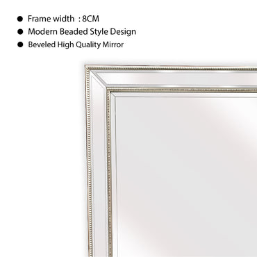 Silver Beaded Framed Mirror - X Large 190cm x 100cm