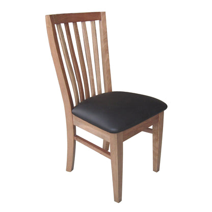 Fairmont 4pc Set Dining Chair PU Leather Seat Slat Back Solid Oak Timber Wood