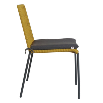 Lara 2pc Set Outdooor Rope Dining Chair Steel Frame Yellow