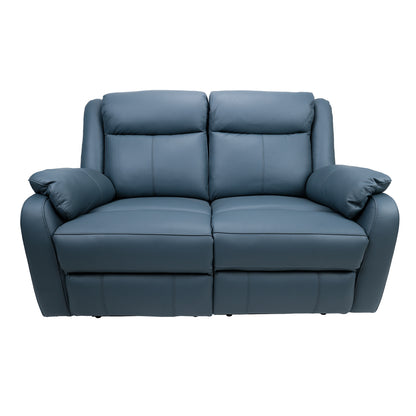 Bella 3+2+1 Seater Electric Recliner Genuine Leather Upholstered Lounge - Blue