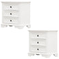 Celosia Bedside Table Set of 2pcs - 3 Drawers Storage Cabinet Nightstand - White