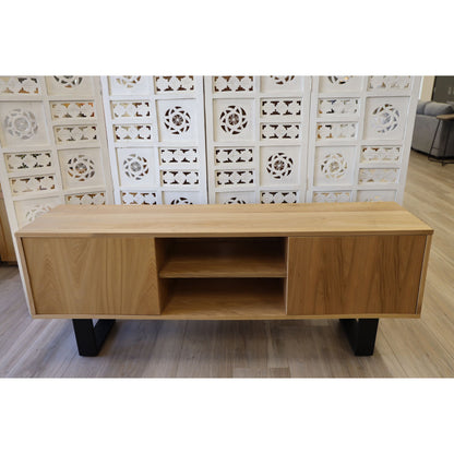 Petunia  ETU Entertainment TV Unit 160cm Elm Timber Wood 2 Door - Natural