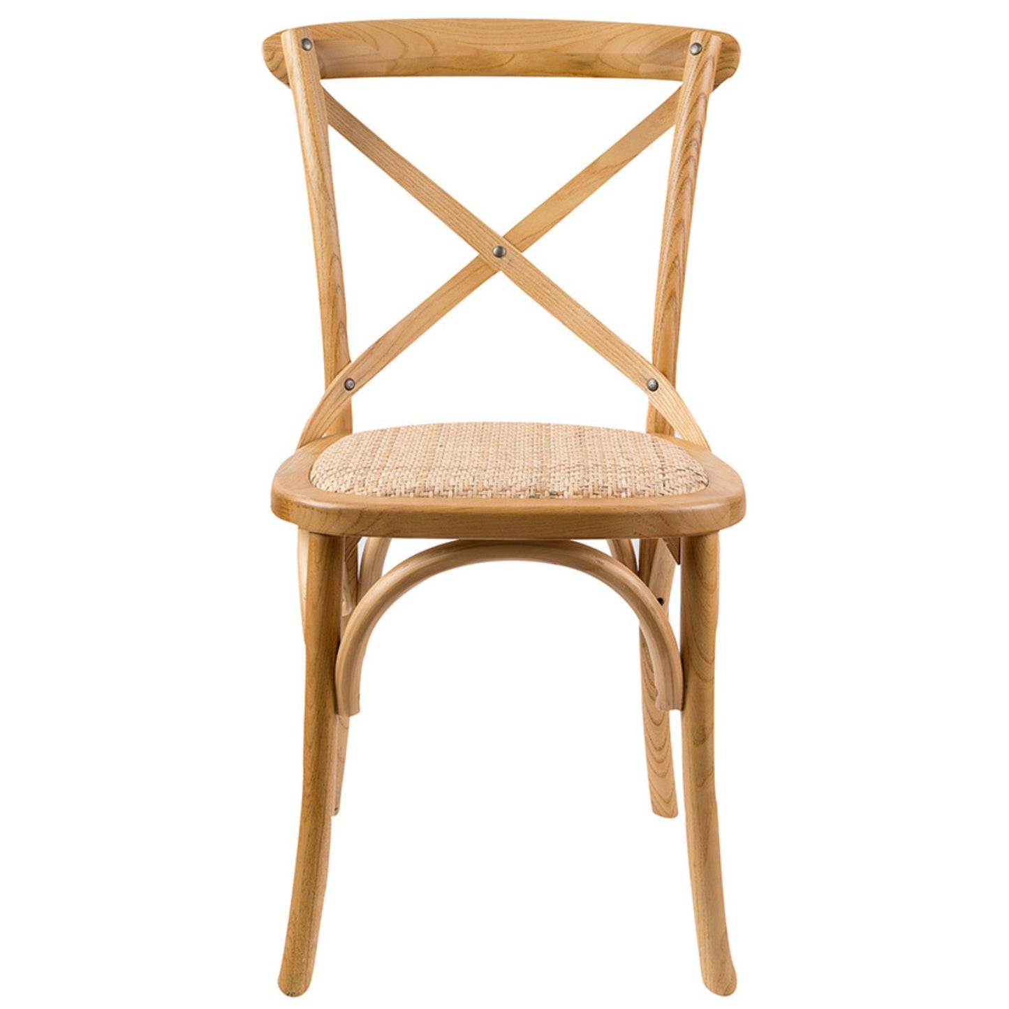 Aster Crossback Dining Chair Set of 4 Solid Birch Timber Wood Ratan Seat - Oak